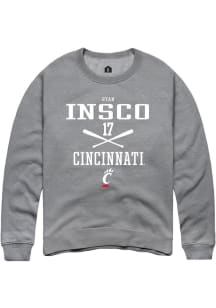 Ryan Insco  Rally Cincinnati Bearcats Mens Grey NIL Sport Icon Long Sleeve Crew Sweatshirt