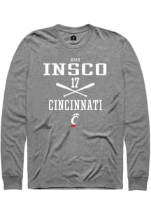 Ryan Insco  Cincinnati Bearcats Grey Rally NIL Sport Icon Long Sleeve T Shirt