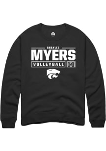 Shaylee Myers Rally Mens Black K-State Wildcats NIL Stacked Box Crew Sweatshirt