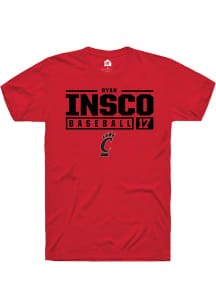Ryan Insco  Cincinnati Bearcats Red Rally NIL Stacked Box Short Sleeve T Shirt