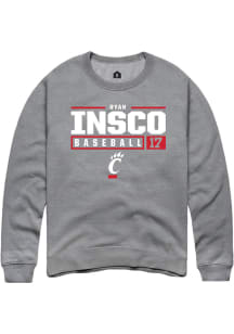 Ryan Insco  Rally Cincinnati Bearcats Mens Grey NIL Stacked Box Long Sleeve Crew Sweatshirt