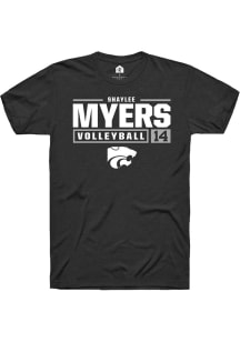 Shaylee Myers Black K-State Wildcats NIL Stacked Box Short Sleeve T Shirt