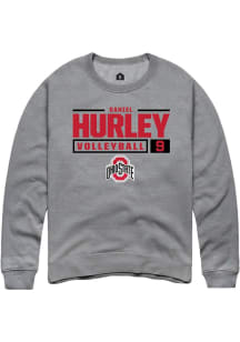 Daniel Hurley  Rally Ohio State Buckeyes Mens Graphite NIL Stacked Box Long Sleeve Crew Sweatshi..