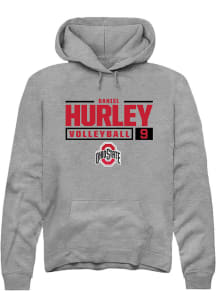 Daniel Hurley  Rally Ohio State Buckeyes Mens Graphite NIL Stacked Box Long Sleeve Hoodie