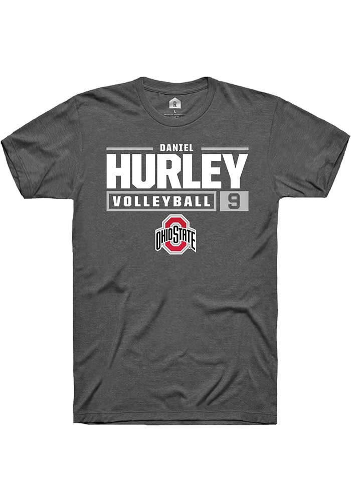 Daniel Hurley  Ohio State Buckeyes Dark Grey Rally NIL Stacked Box Short Sleeve T Shirt