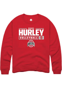 Daniel Hurley  Rally Ohio State Buckeyes Mens Red NIL Stacked Box Long Sleeve Crew Sweatshirt