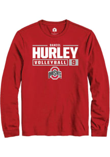 Daniel Hurley  Ohio State Buckeyes Red Rally NIL Stacked Box Long Sleeve T Shirt