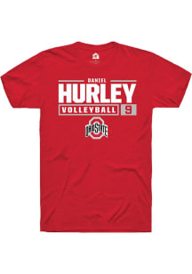 Daniel Hurley  Ohio State Buckeyes Red Rally NIL Stacked Box Short Sleeve T Shirt