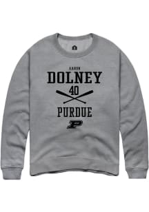 Aaron Dolney  Rally Purdue Boilermakers Mens Grey NIL Sport Icon Long Sleeve Crew Sweatshirt