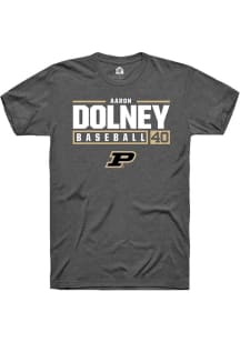 Aaron Dolney  Purdue Boilermakers Dark Grey Rally NIL Stacked Box Short Sleeve T Shirt