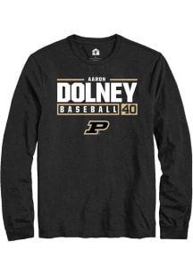 Aaron Dolney  Purdue Boilermakers Black Rally NIL Stacked Box Long Sleeve T Shirt