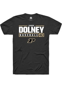 Aaron Dolney  Purdue Boilermakers Black Rally NIL Stacked Box Short Sleeve T Shirt