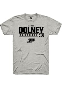 Aaron Dolney  Purdue Boilermakers Ash Rally NIL Stacked Box Short Sleeve T Shirt