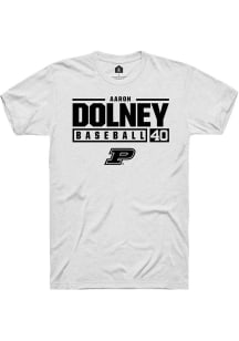 Aaron Dolney  Purdue Boilermakers White Rally NIL Stacked Box Short Sleeve T Shirt