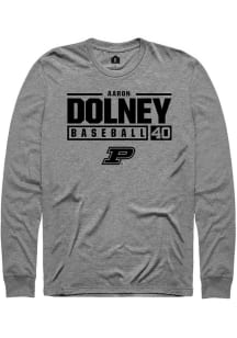 Aaron Dolney  Purdue Boilermakers Grey Rally NIL Stacked Box Long Sleeve T Shirt