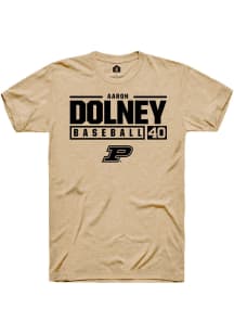 Aaron Dolney  Purdue Boilermakers Gold Rally NIL Stacked Box Short Sleeve T Shirt
