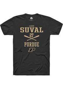 Aaron Suval  Purdue Boilermakers Black Rally NIL Sport Icon Short Sleeve T Shirt