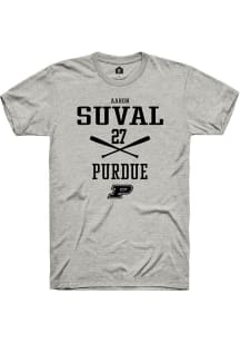 Aaron Suval  Purdue Boilermakers Ash Rally NIL Sport Icon Short Sleeve T Shirt
