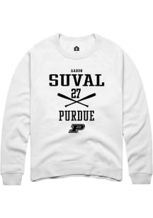 Aaron Suval  Rally Purdue Boilermakers Mens White NIL Sport Icon Long Sleeve Crew Sweatshirt