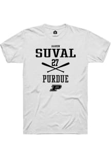 Aaron Suval  Purdue Boilermakers White Rally NIL Sport Icon Short Sleeve T Shirt
