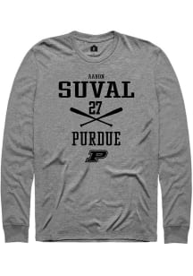 Aaron Suval  Purdue Boilermakers Grey Rally NIL Sport Icon Long Sleeve T Shirt