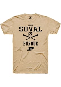 Aaron Suval  Purdue Boilermakers Gold Rally NIL Sport Icon Short Sleeve T Shirt