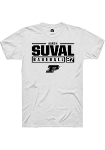 Aaron Suval  Purdue Boilermakers White Rally NIL Stacked Box Short Sleeve T Shirt