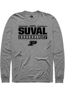 Aaron Suval  Purdue Boilermakers Grey Rally NIL Stacked Box Long Sleeve T Shirt