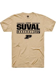 Aaron Suval  Purdue Boilermakers Gold Rally NIL Stacked Box Short Sleeve T Shirt