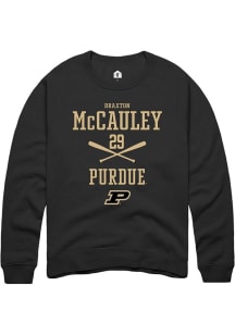 Braxton McCauley Rally Mens Black Purdue Boilermakers NIL Sport Icon Crew Sweatshirt