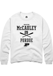 Braxton McCauley Rally Mens White Purdue Boilermakers NIL Sport Icon Crew Sweatshirt