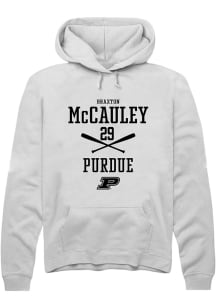 Braxton McCauley Rally Mens White Purdue Boilermakers NIL Sport Icon Hooded Sweatshirt