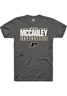 Braxton McCauley Dark Grey Purdue Boilermakers NIL Stacked Box Short Sleeve T Shirt