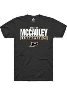 Braxton McCauley Black Purdue Boilermakers NIL Stacked Box Short Sleeve T Shirt