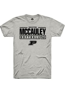 Braxton McCauley Ash Purdue Boilermakers NIL Stacked Box Short Sleeve T Shirt