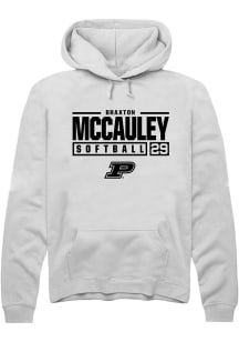 Braxton McCauley Rally Mens White Purdue Boilermakers NIL Stacked Box Hooded Sweatshirt