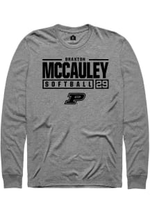 Braxton McCauley Rally Mens Graphite Purdue Boilermakers NIL Stacked Box Tee