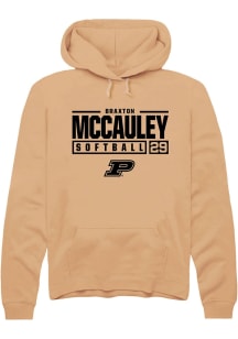 Braxton McCauley Rally Mens Gold Purdue Boilermakers NIL Stacked Box Hooded Sweatshirt