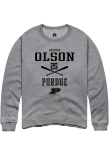 Brayden Olson Rally Mens Graphite Purdue Boilermakers NIL Sport Icon Crew Sweatshirt