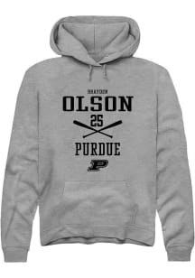 Brayden Olson Rally Mens Graphite Purdue Boilermakers NIL Sport Icon Hooded Sweatshirt