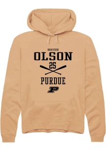 Brayden Olson Rally Mens Gold Purdue Boilermakers NIL Sport Icon Hooded Sweatshirt