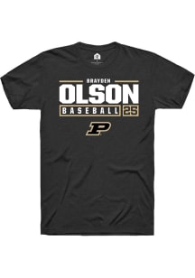 Brayden Olson Black Purdue Boilermakers NIL Stacked Box Short Sleeve T Shirt