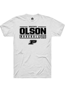 Brayden Olson White Purdue Boilermakers NIL Stacked Box Short Sleeve T Shirt