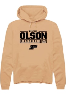 Brayden Olson Rally Mens Gold Purdue Boilermakers NIL Stacked Box Hooded Sweatshirt