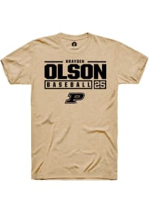 Brayden Olson Gold Purdue Boilermakers NIL Stacked Box Short Sleeve T Shirt