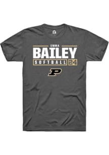 Emma Bailey Dark Grey Purdue Boilermakers NIL Stacked Box Short Sleeve T Shirt