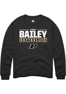 Emma Bailey Rally Mens Black Purdue Boilermakers NIL Stacked Box Crew Sweatshirt