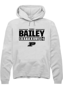 Emma Bailey Rally Mens White Purdue Boilermakers NIL Stacked Box Hooded Sweatshirt