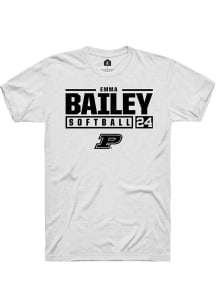 Emma Bailey White Purdue Boilermakers NIL Stacked Box Short Sleeve T Shirt