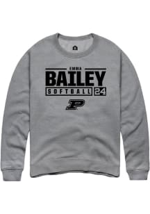 Emma Bailey Rally Mens Graphite Purdue Boilermakers NIL Stacked Box Crew Sweatshirt